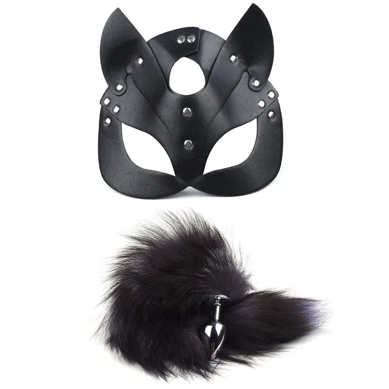 Bondage Set with Fox Tail Plug & Whip
