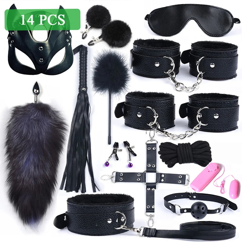 Bondage Set with Fox Tail Plug & Whip
