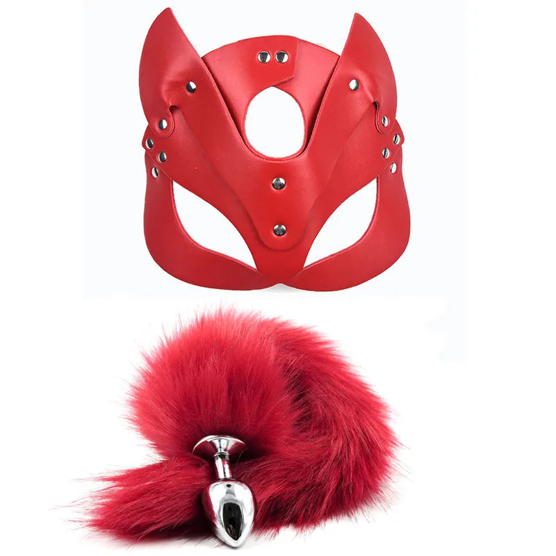 Bondage Set with Fox Tail Plug & Whip